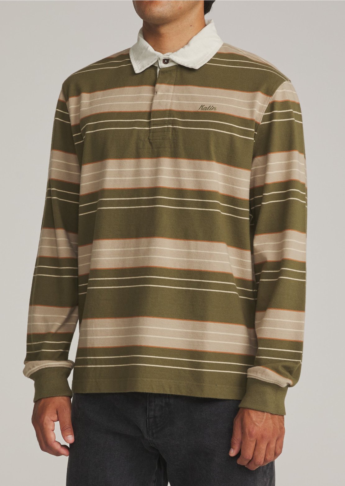 Katin Men's Greg Long Sleeve Rugby Polo Olive