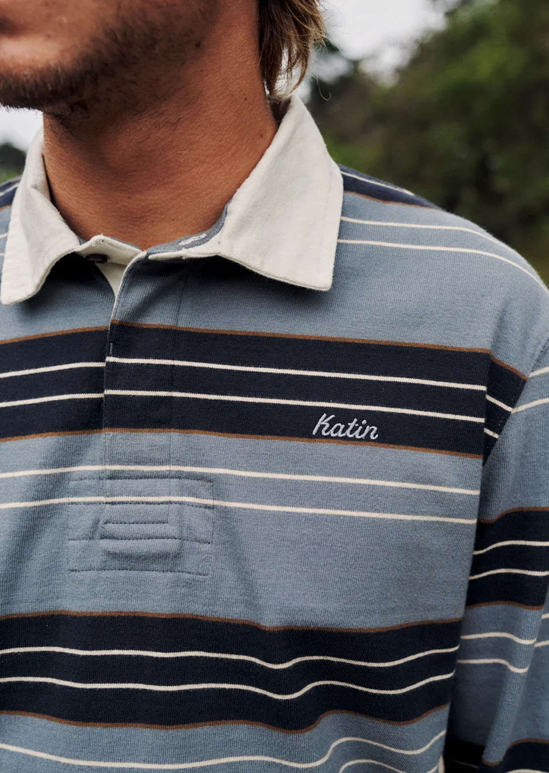Katin Men's Greg Long Sleeve Rugby Polo Storm Blue