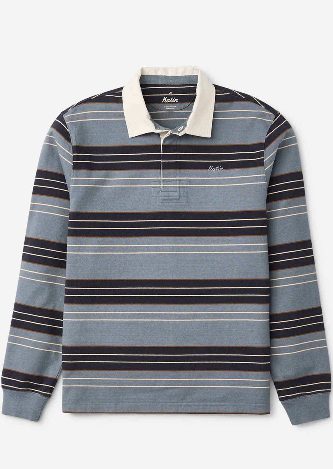 Katin Men's Greg Long Sleeve Rugby Polo Storm Blue