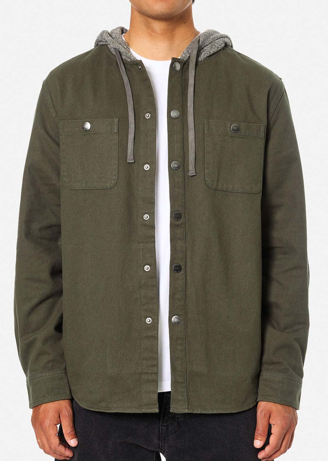 Katin Men's Harold Hood Flannel Button Up Shirt Lead