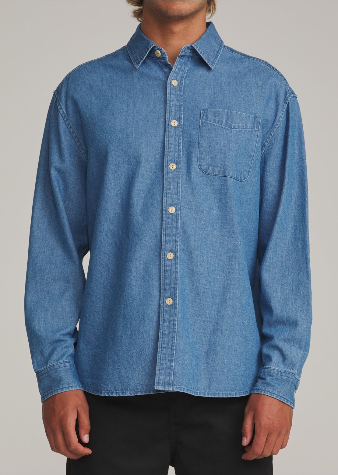 Katin Men's Henry Denim Button Up Shirt Medium Indigo