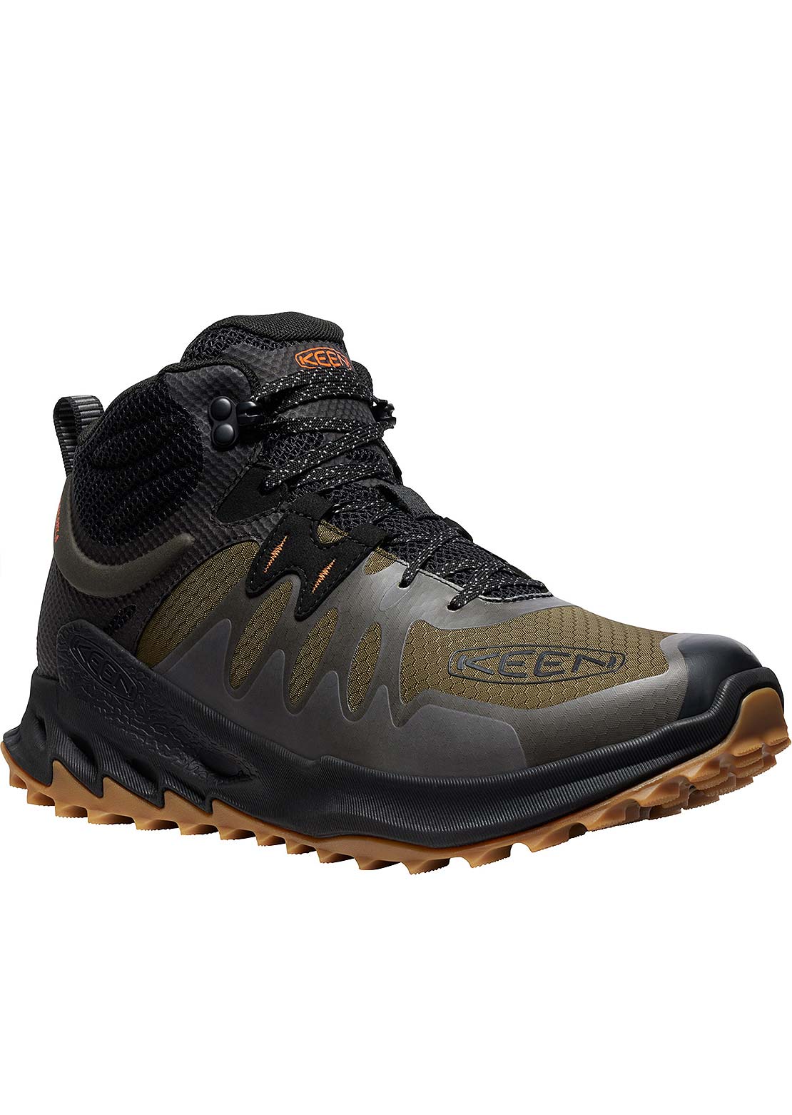 Keen Men's Zionic Mid WP Shoes Dark Olive/Scarlet Ibis