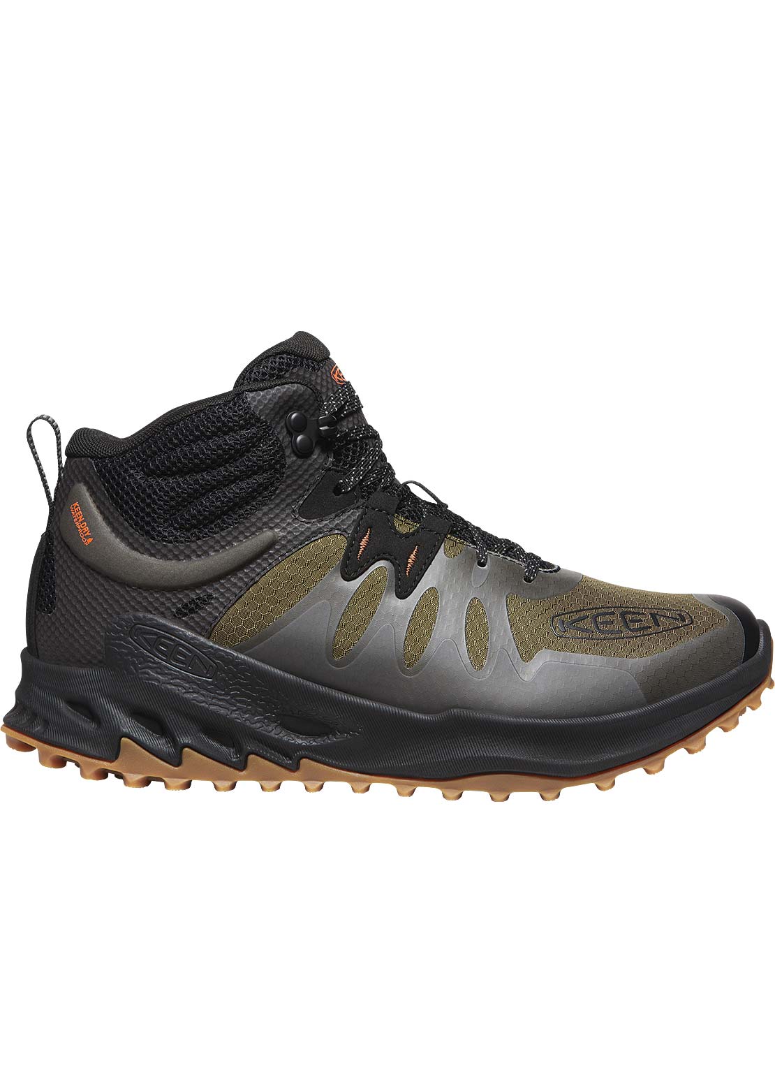 Keen Men's Zionic Mid WP Shoes Dark Olive/Scarlet Ibis