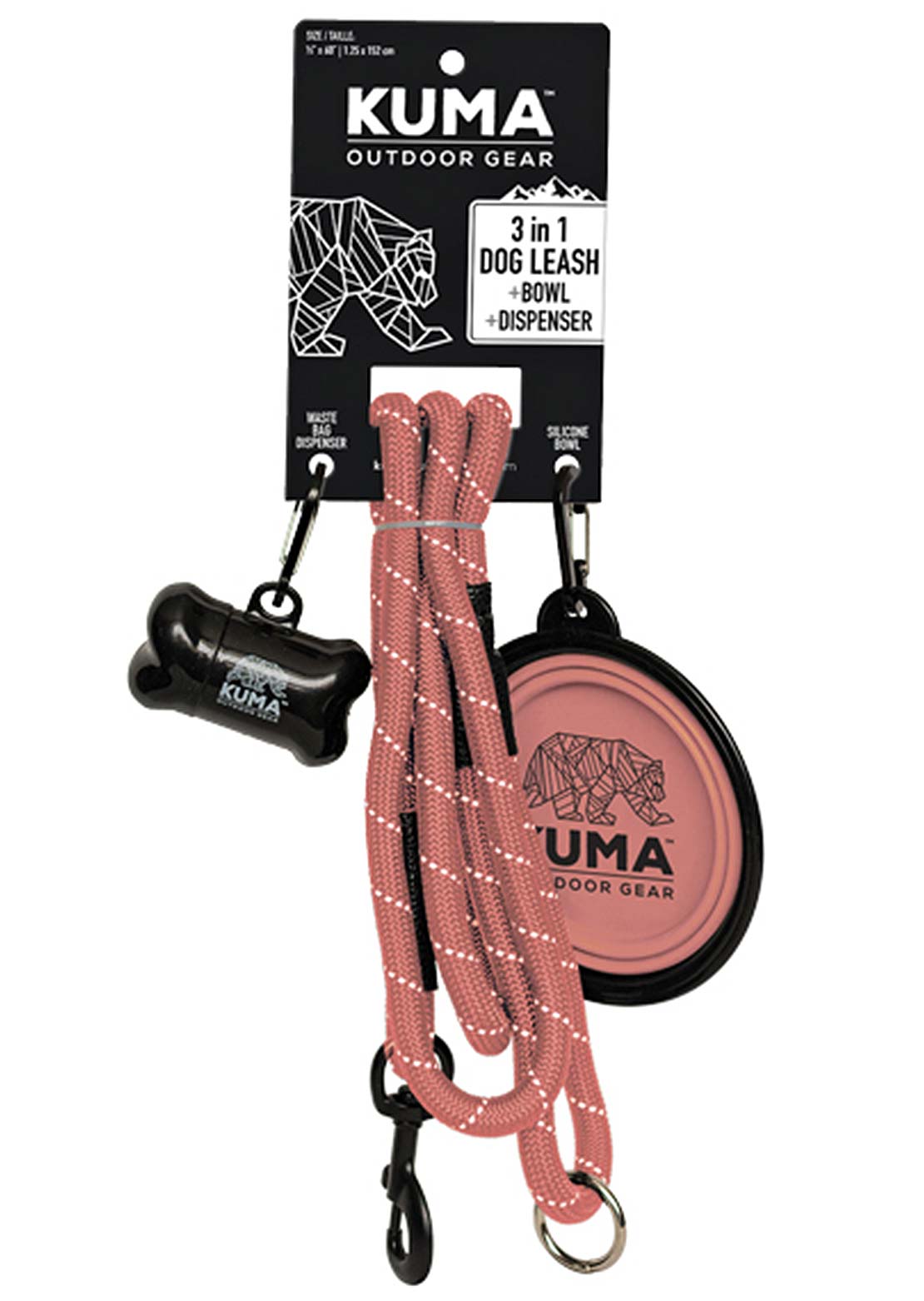 Kuma Outdoor Gear 3 in 1 Dog Leash Flamingo/Grey