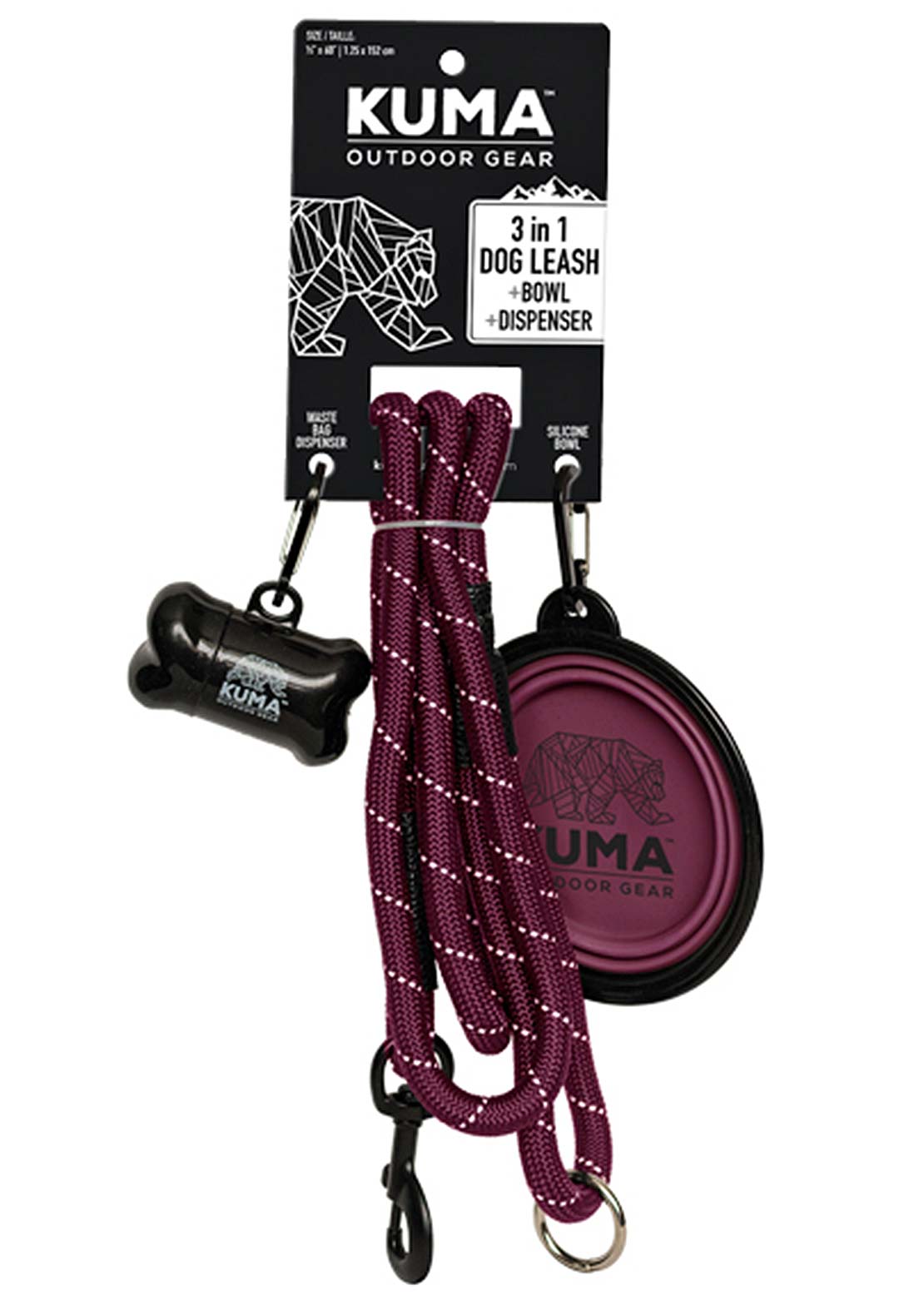 Kuma Outdoor Gear 3 in 1 Dog Leash Purple/Grey