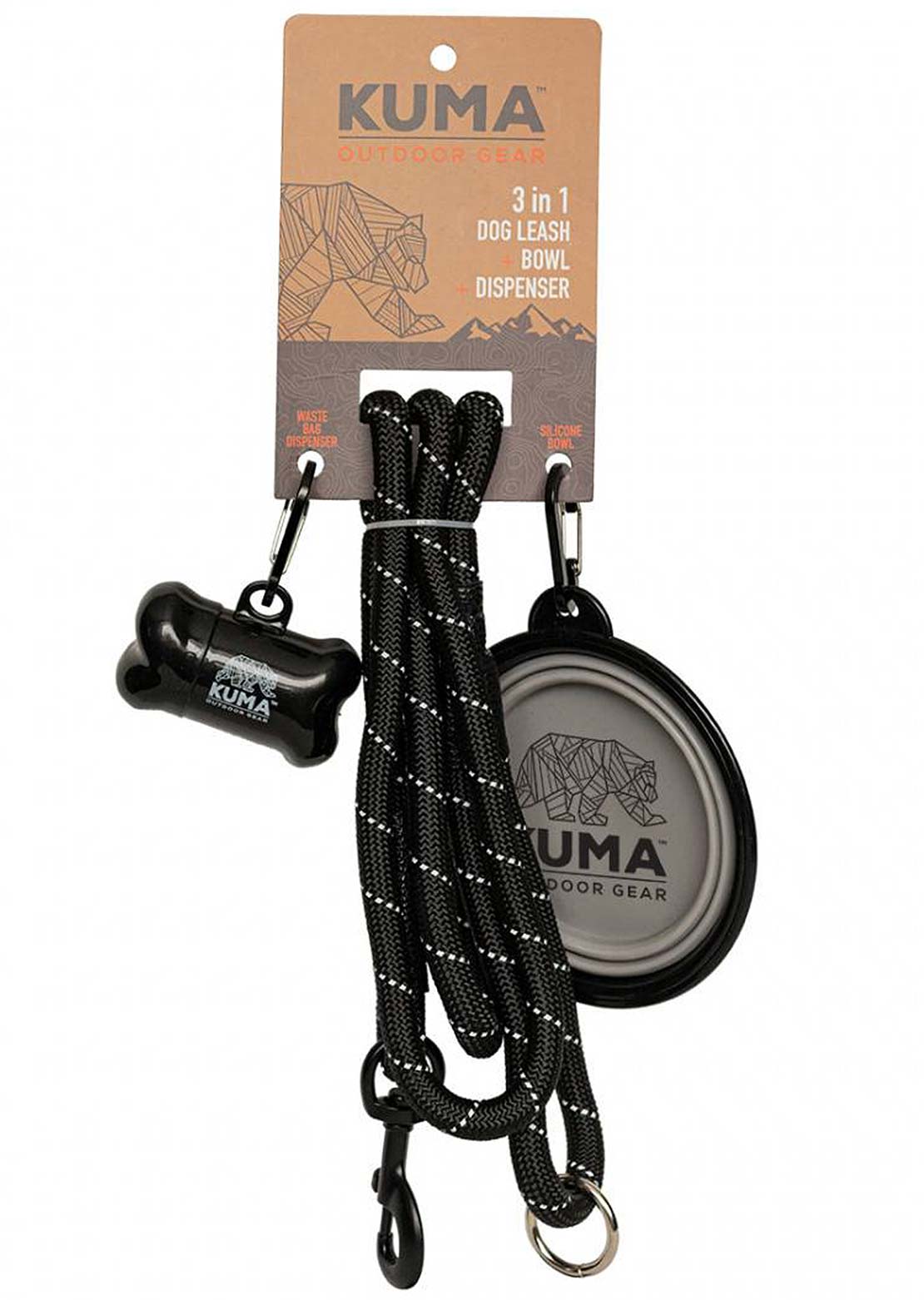 Kuma Outdoor Gear 3 in 1 Dog Leash Black/Grey