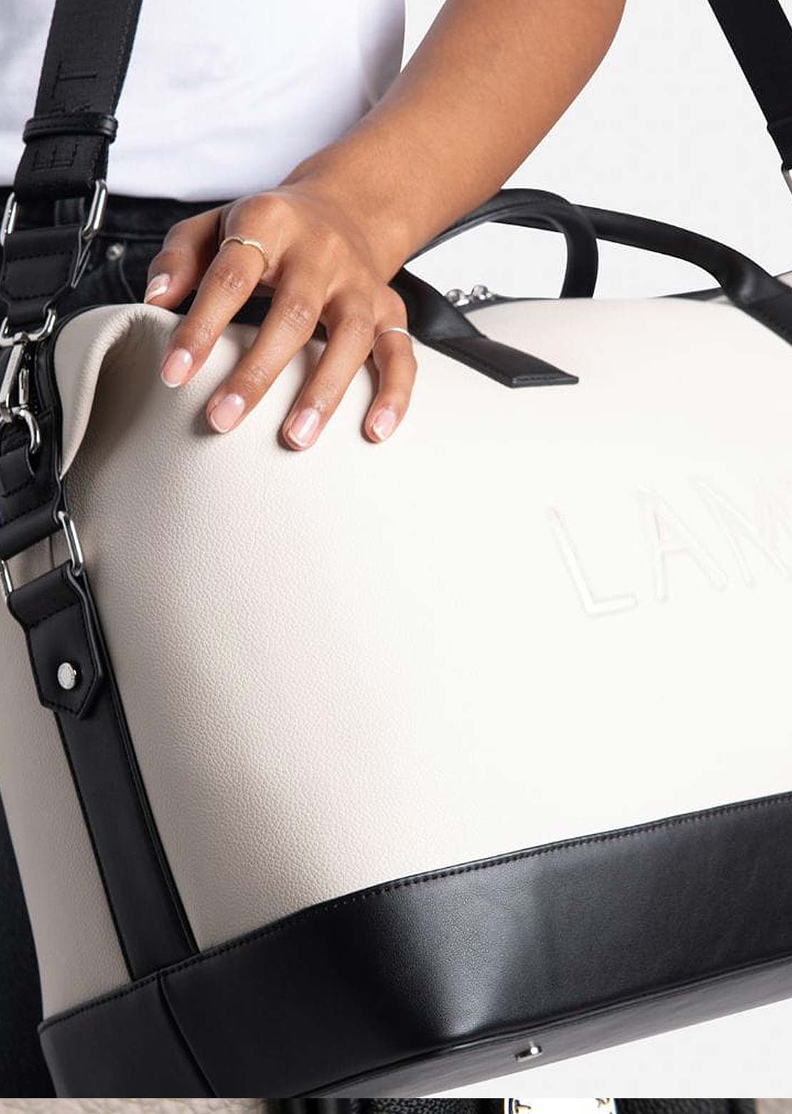 Lambert Women&#39;s June Vegan Leather Travel Tote Bag Oystermix Pebble