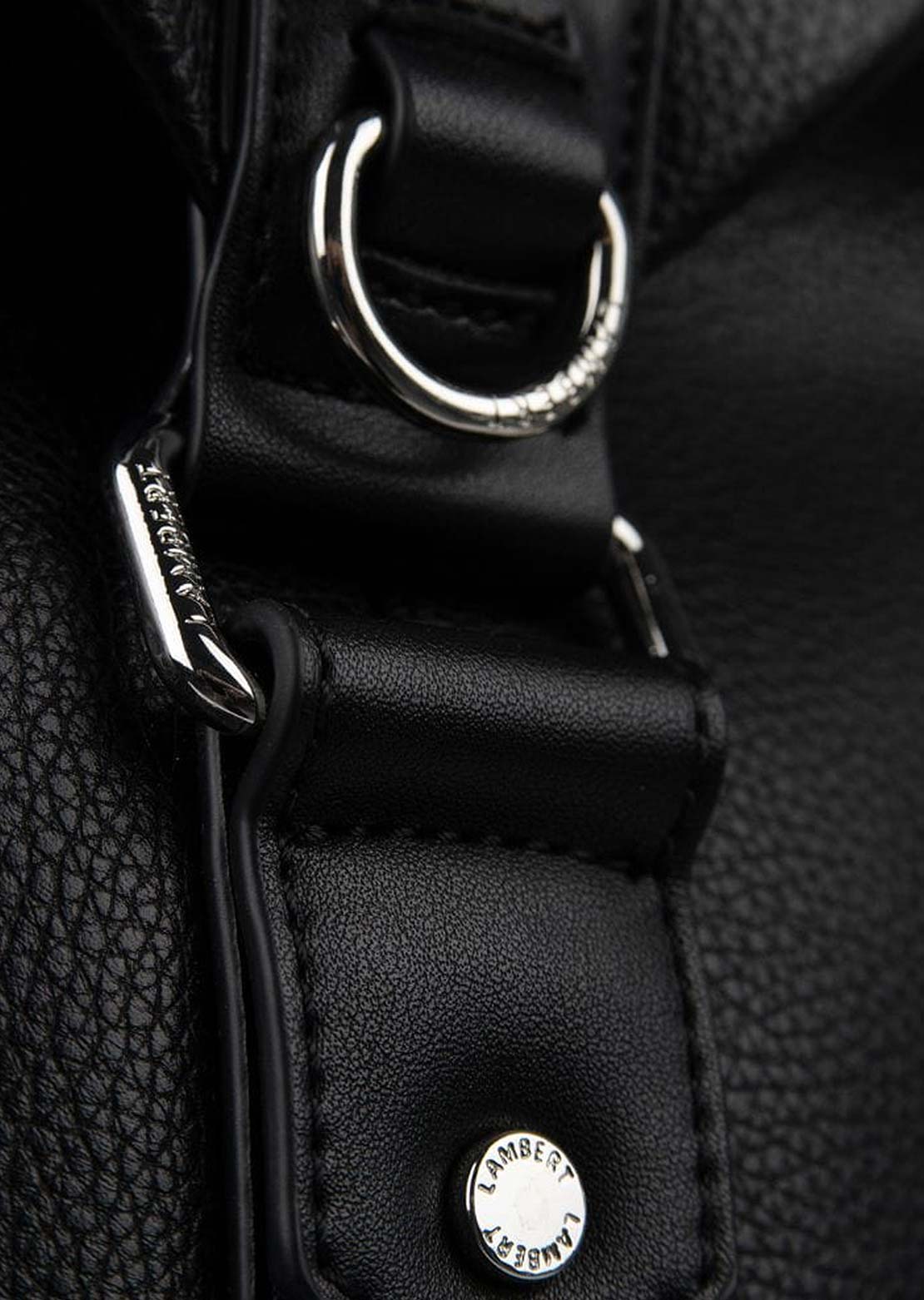 Lambert Women&#39;s June Vegan Leather Travel Tote Bag Black Pebble