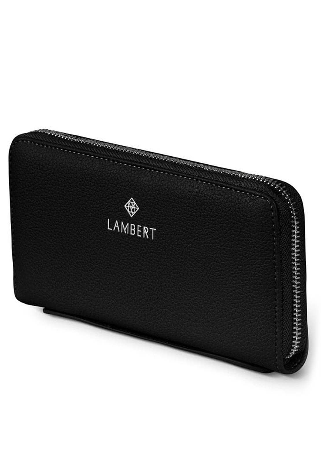 Lambert Women&#39;s Meli Vegan Leather Wallet Black Pebble
