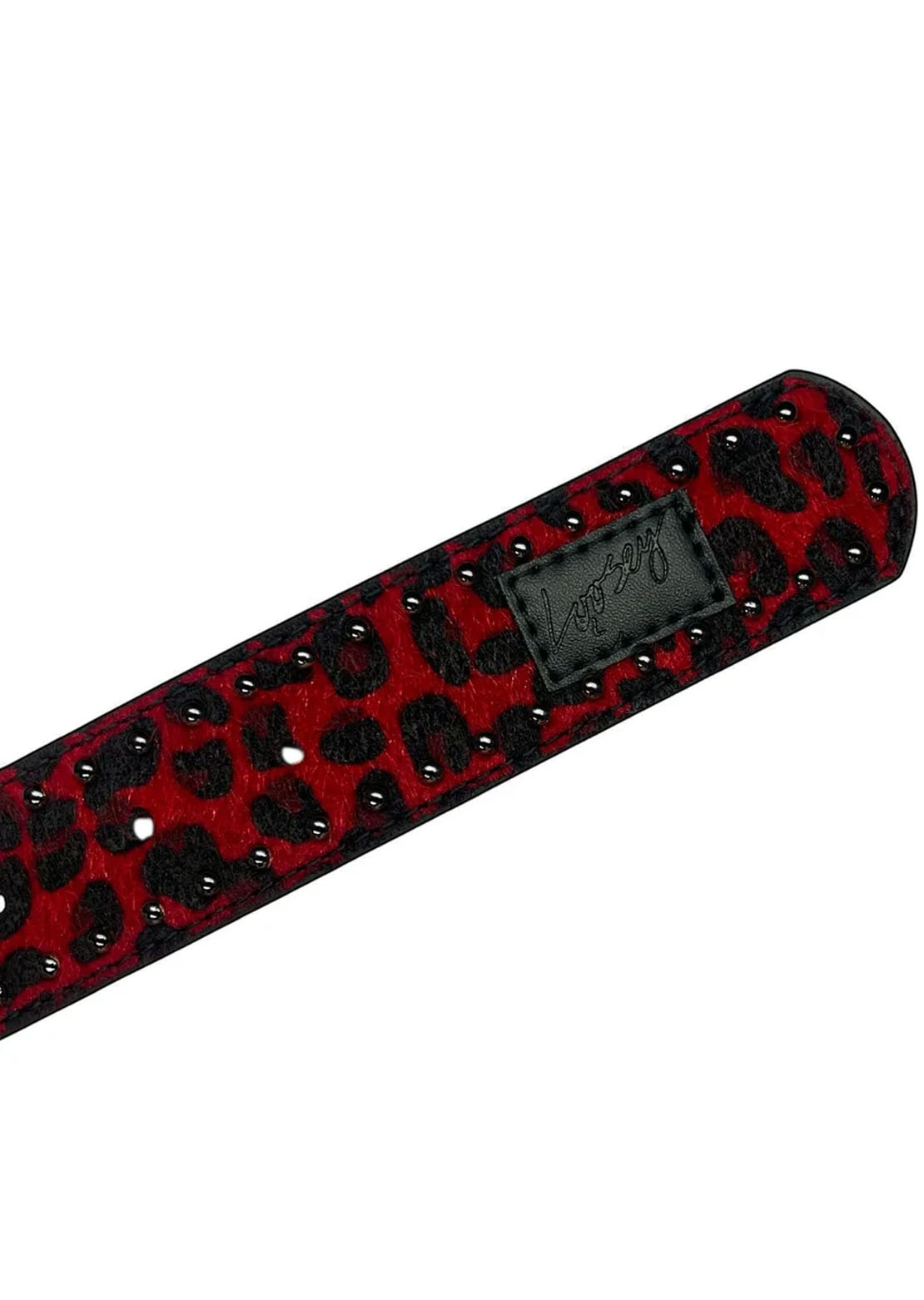 Loosey Unisex Cheetah Rivet Belt Burgundy