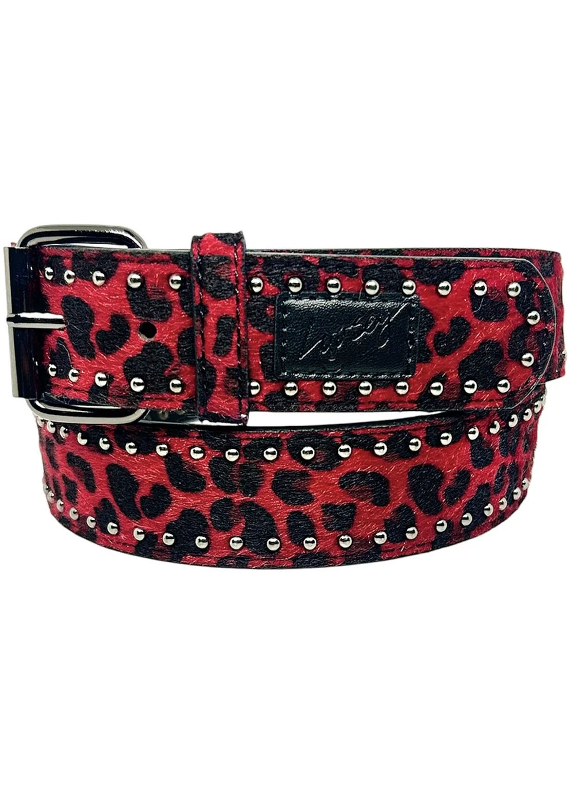 Loosey Unisex Cheetah Rivet Belt Burgundy