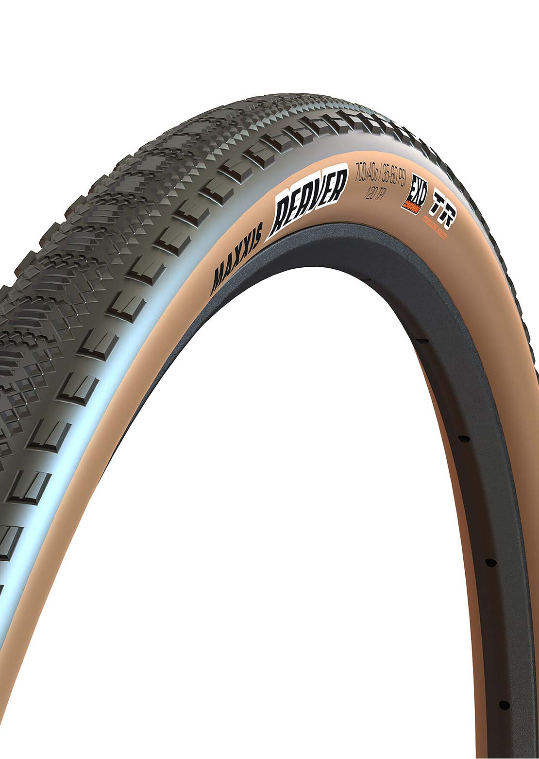 Maxxis Receptor 700x40C F120 EXO TR Tire Tan Wall