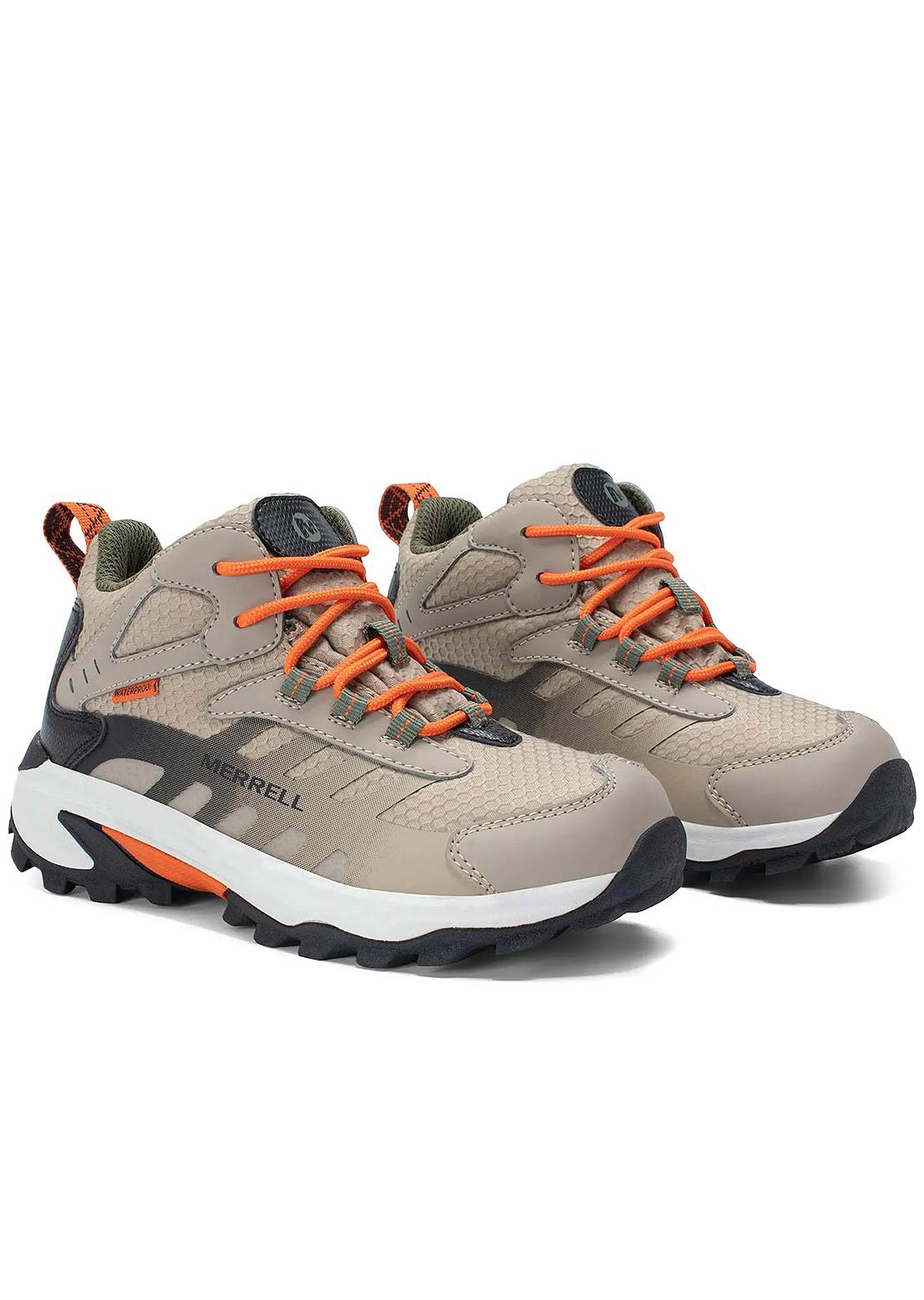 Merrell Junior MOAB Speed 2 Mid Waterproof Shoes Black/Tan