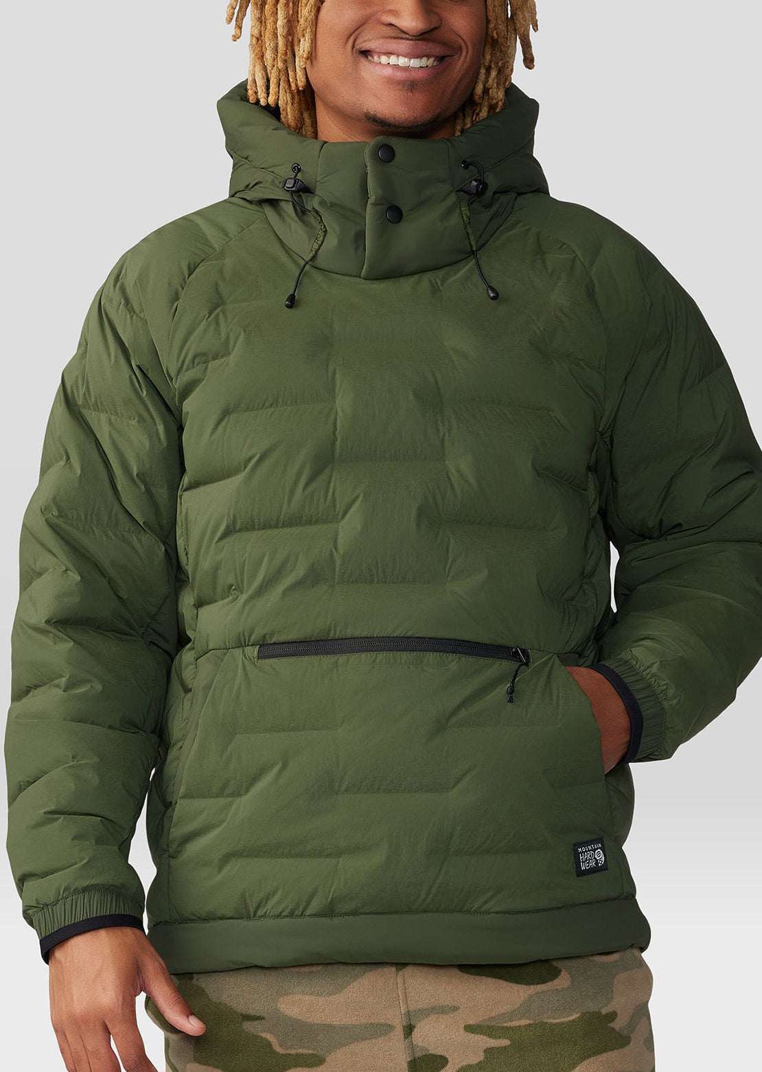 Mountain Hardwear Men&#39;s Stretchdown Popover Hood Surplus Green