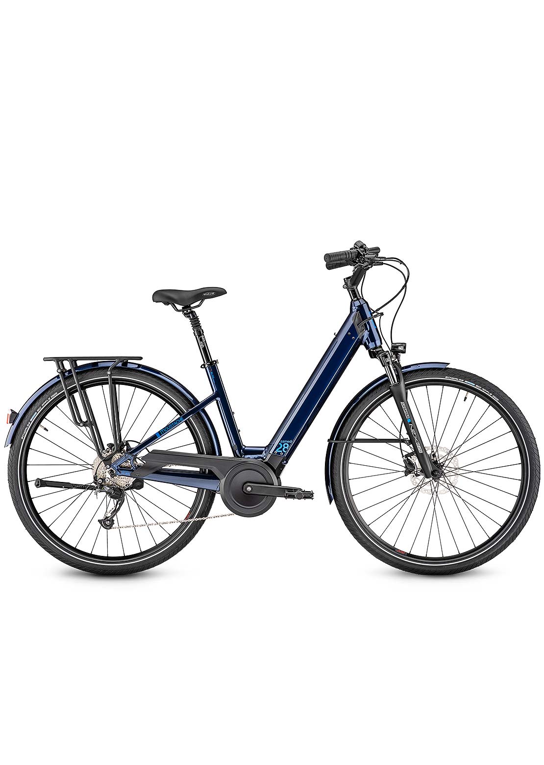 Moustache Samedi 28.2 Open 500WH Mountain Electric Bike Glossy Blue