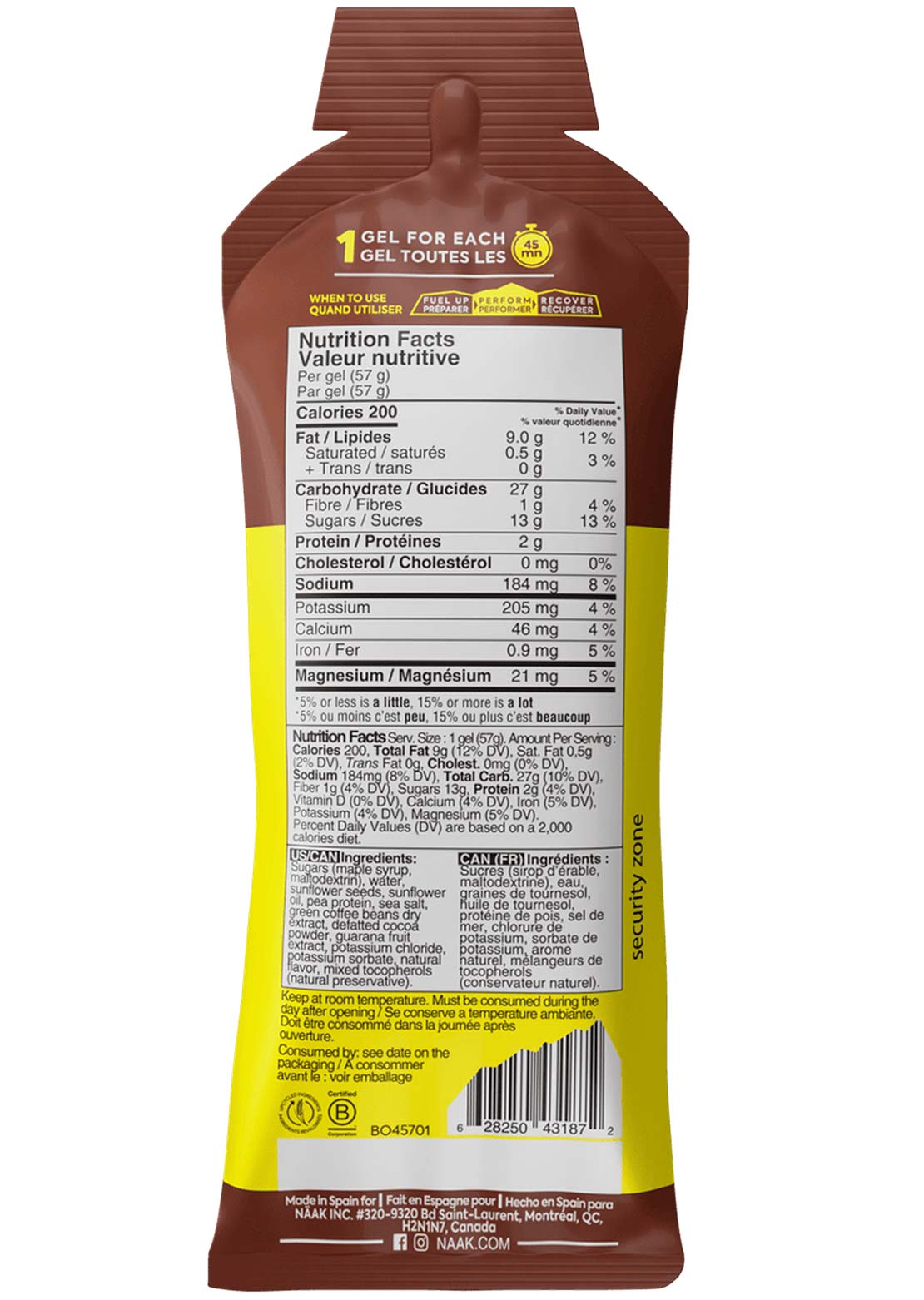 NAAK Chocolate Ultra Energy Gels