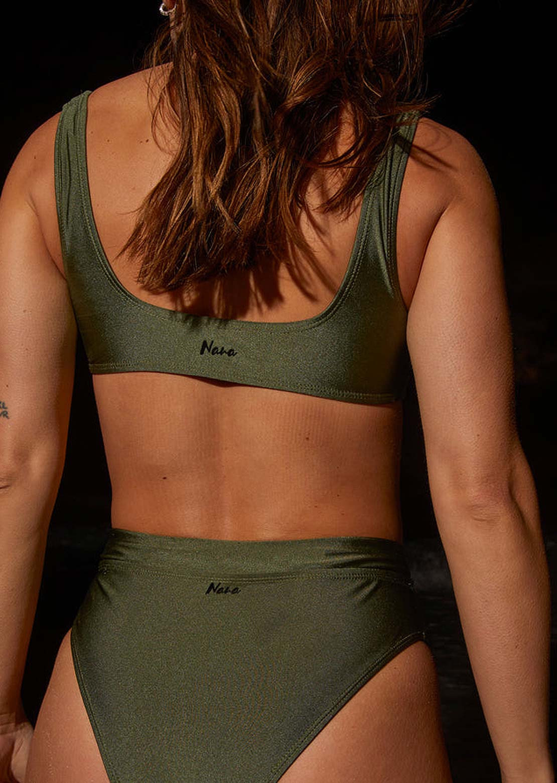 Nana Genevieve Shiny Bikini Bottom Khaki Green