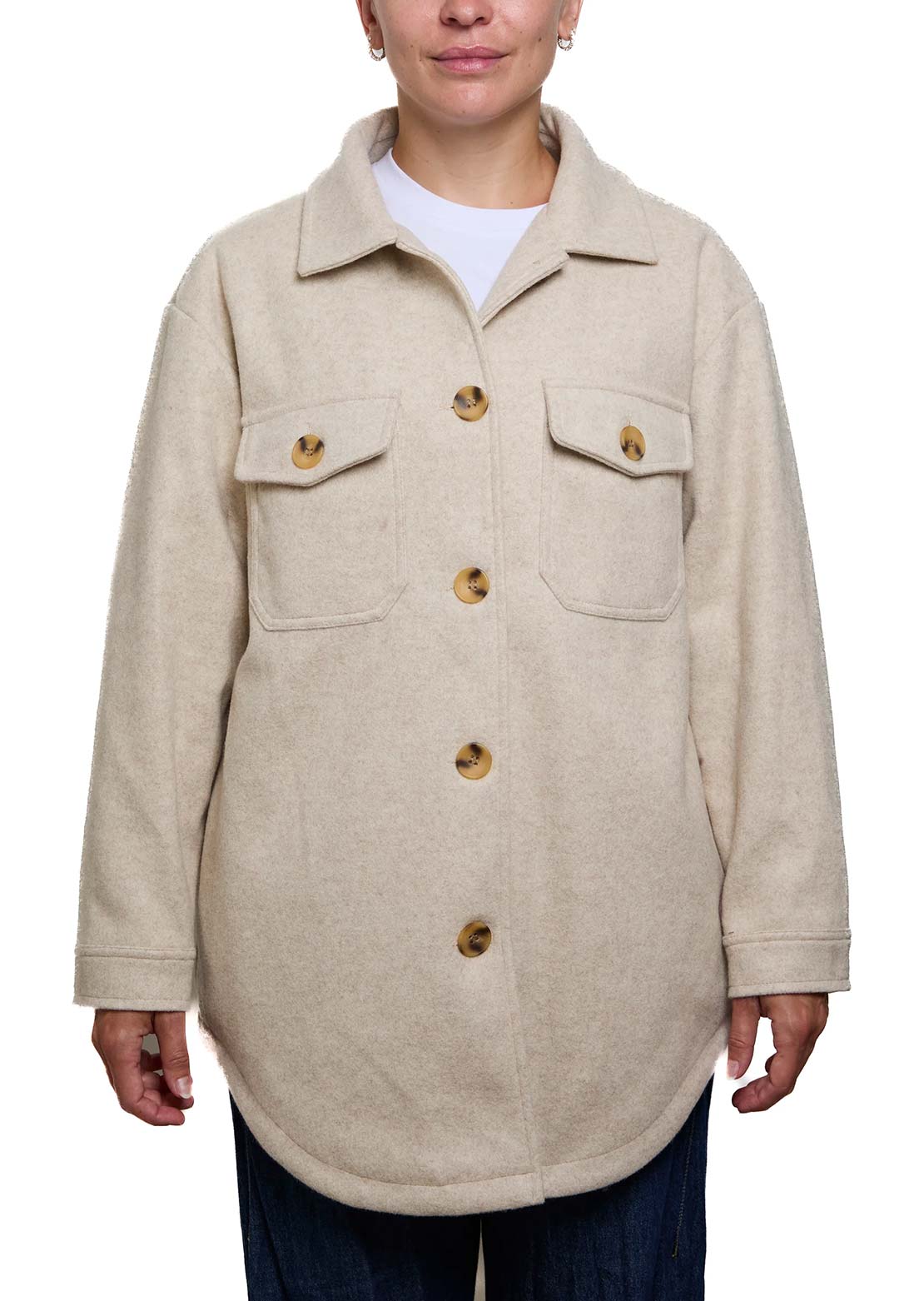 Nana Women's Annabelle Button Up Shirt Beige