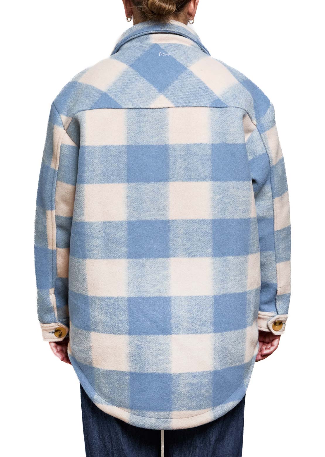 Nana Women's Annabelle Button Up Shirt Blue and Tan Plaid