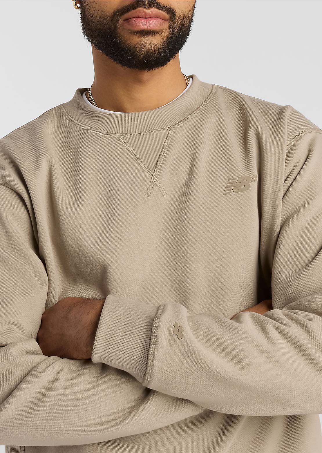 New Balance Numeric French Terry Crew Long Sleeve Oatmeal Heather