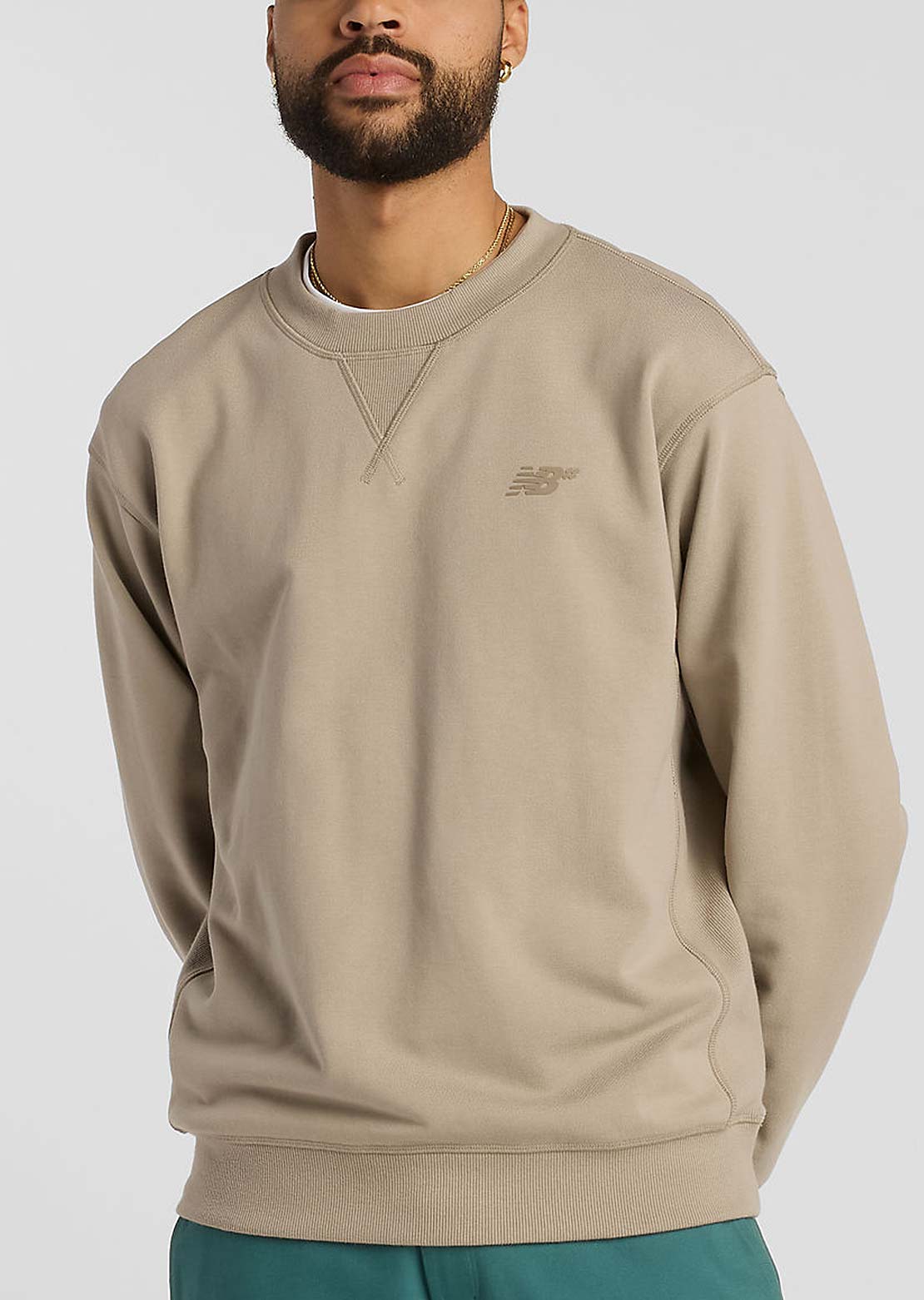 New Balance Numeric French Terry Crew Long Sleeve Oatmeal Heather