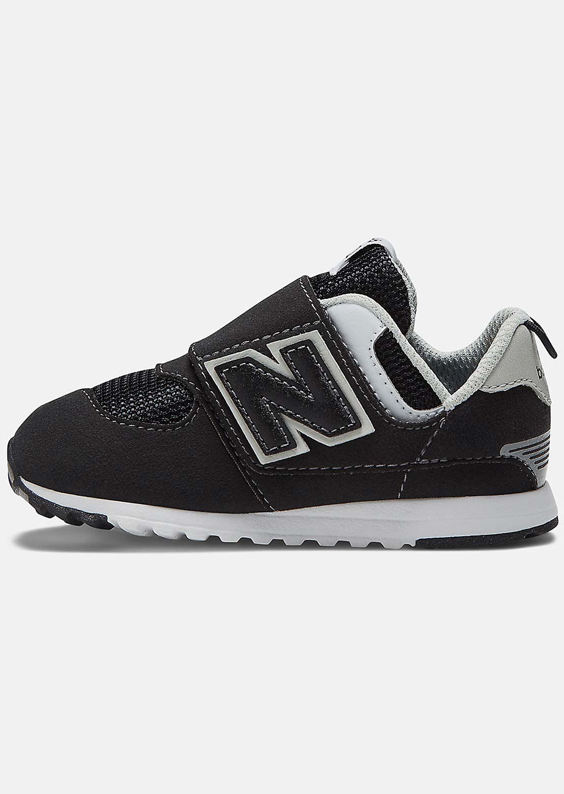 New Balance Toddler 574 New-B Hook &amp; Loop Shoes Black/Silver Metallic