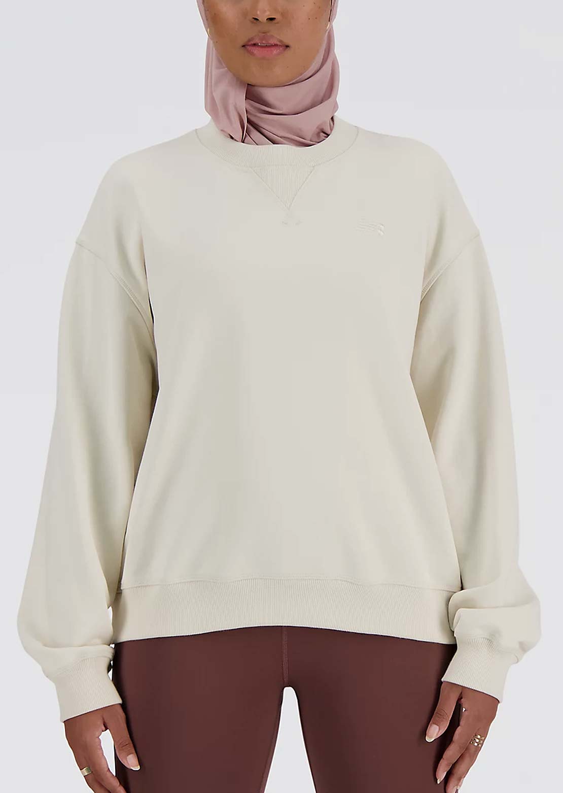 New Balance Women’s Athletics French Terry Crewneck Sweatshirt Beige