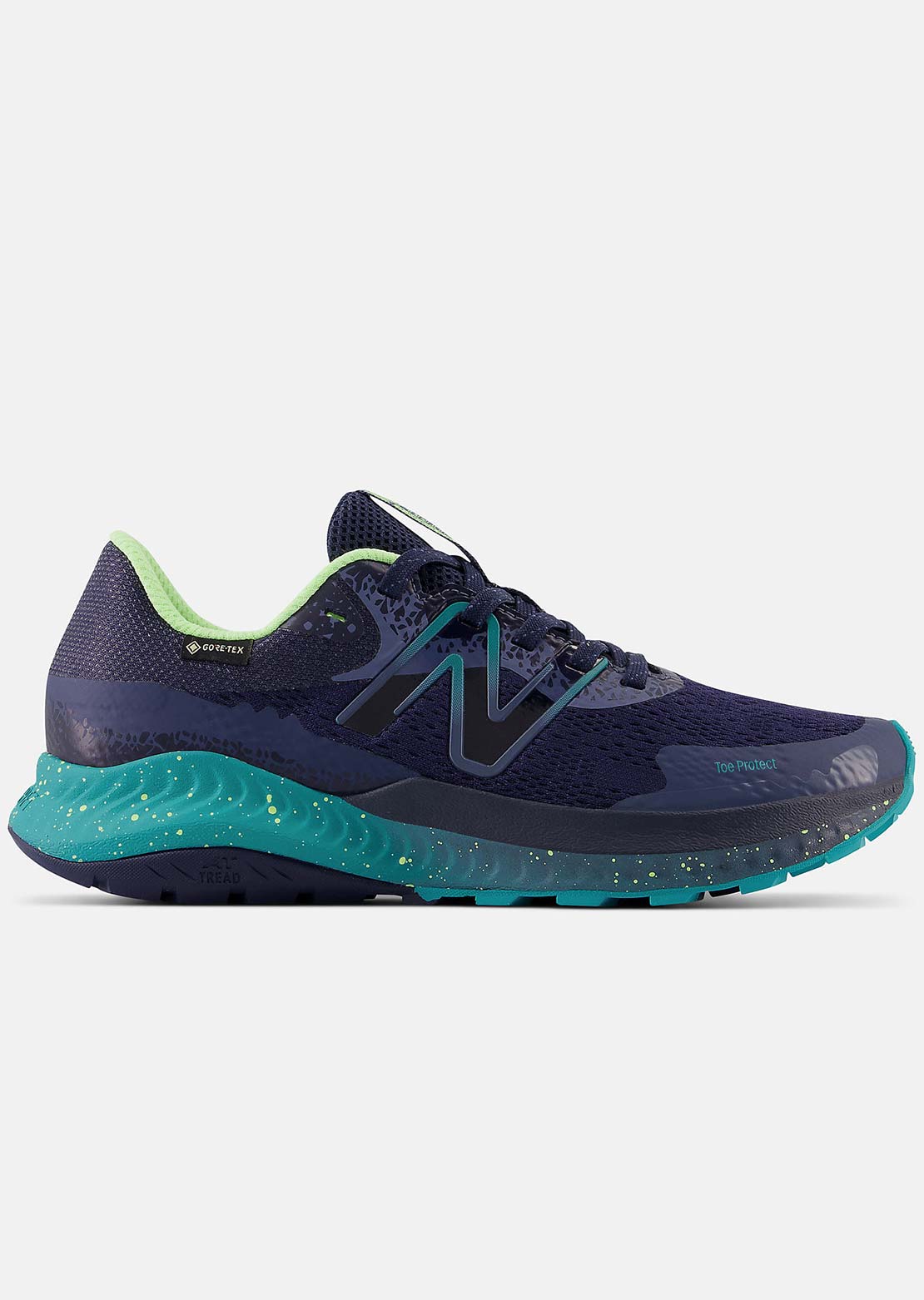 New Balance Women&#39;s Dynasoft Nitrel V5 GTX Shoes Natural Indigo/Electric Teal/Bleached Lime Glo