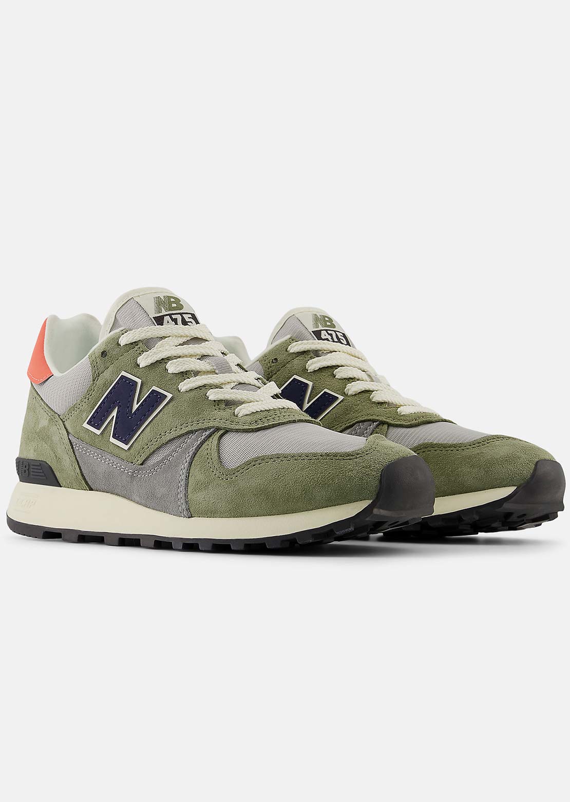 New Balance x AURALEE Unisex 475 Shoes Dark Olivine/Raincloud/Drift Red