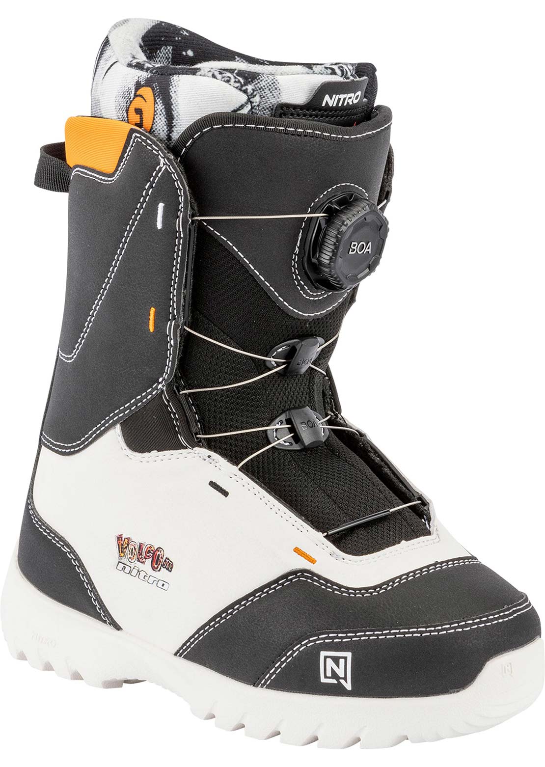 Nitro Junior Droid BOA Snow Boots Black/White/Charcoal