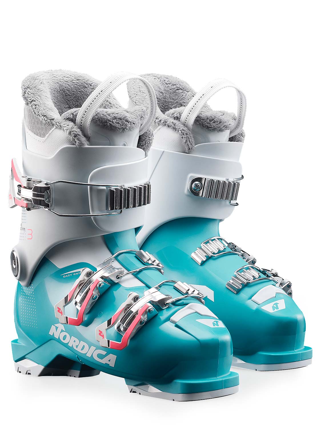 Nordica Junior Speedmachine 3 Ski Boots Light Blue/White/Pink