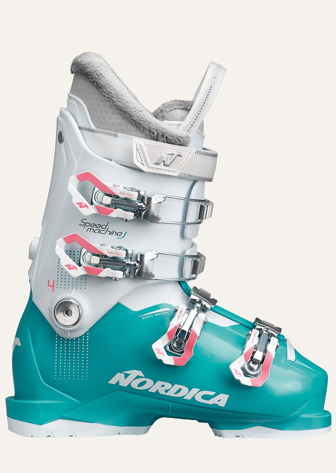 Nordica Junior Speedmachine 4 Ski Boots Light Blue/White/Pink
