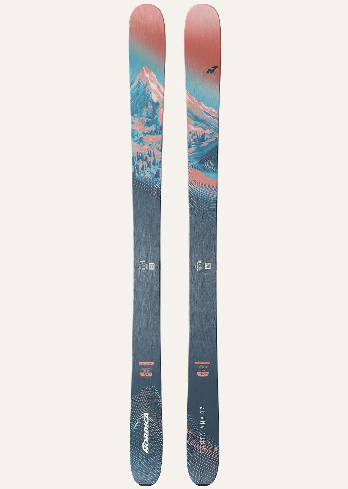 Nordica Women's Santa Ana 97 Ski Salmon/Turquoise/Navy