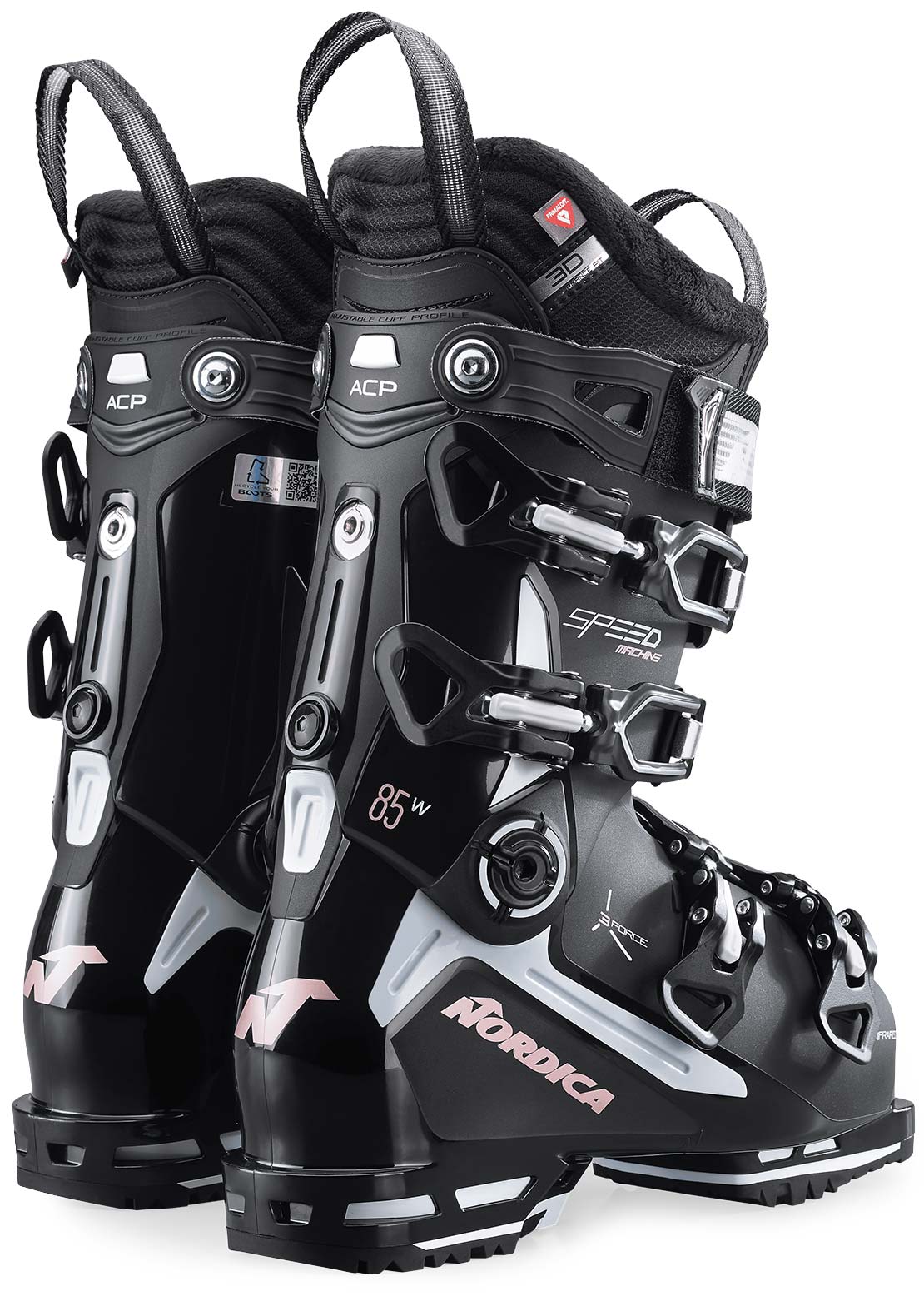 Nordica Women&#39;s Speedmachine 3 85 Ski Boots Black/White/Rose