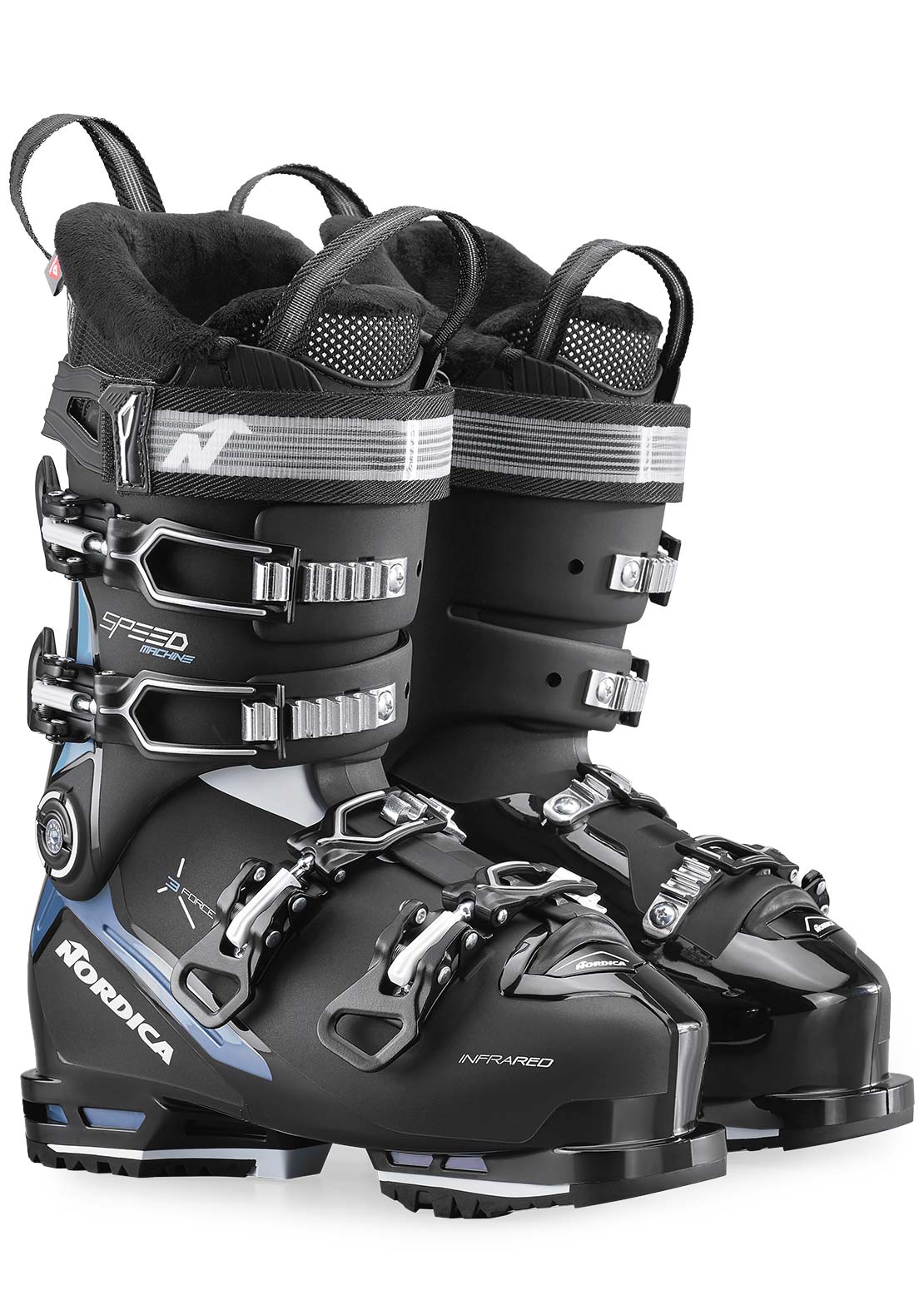 Nordica Women&#39;s Speedmachine 3 95 Ski Boots Black/Light Blue/White
