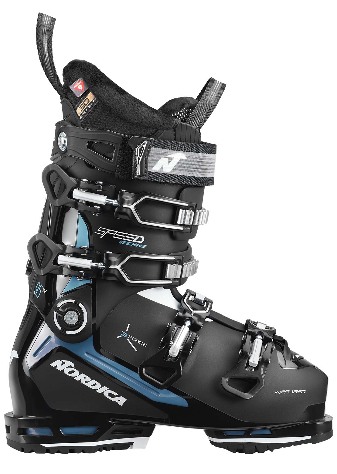 Nordica Women&#39;s Speedmachine 3 95 Ski Boots Black/Light Blue/White
