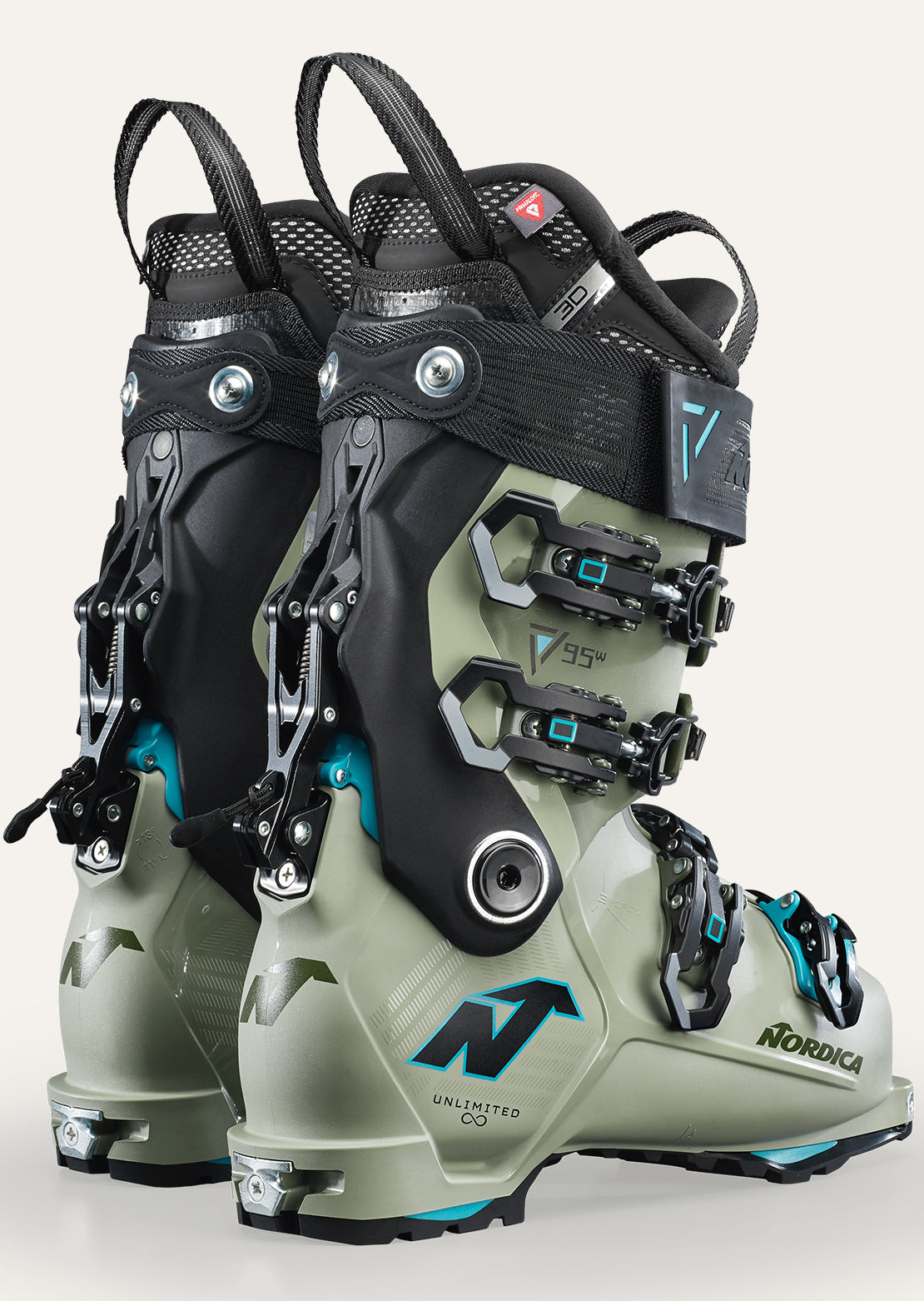 Nordica Women's Unlimited 95 DYN Ski Boots Light Green/Black/Light Blue