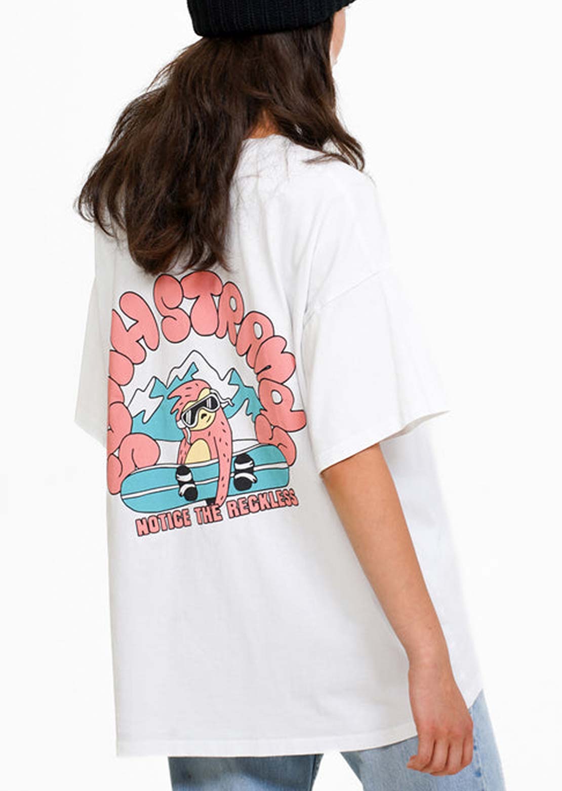 Notice The Reckless Unisex Sloth Strands Crewneck T-Shirt White