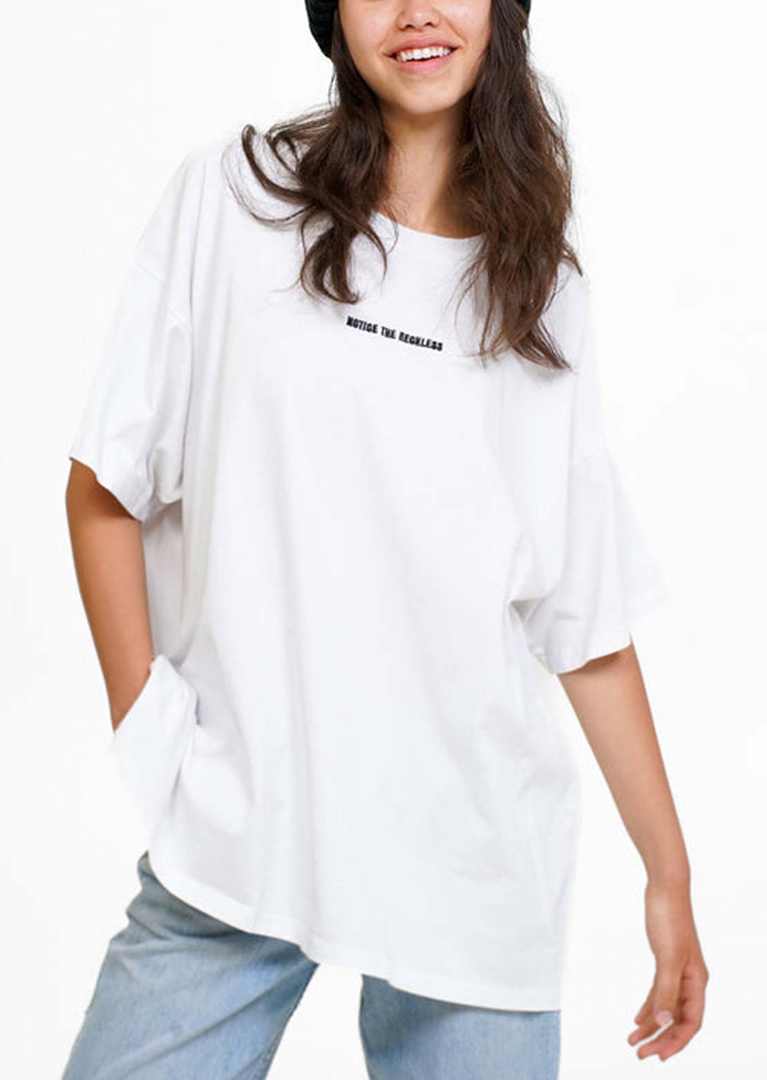 Notice The Reckless Unisex Sloth Strands Crewneck T-Shirt White