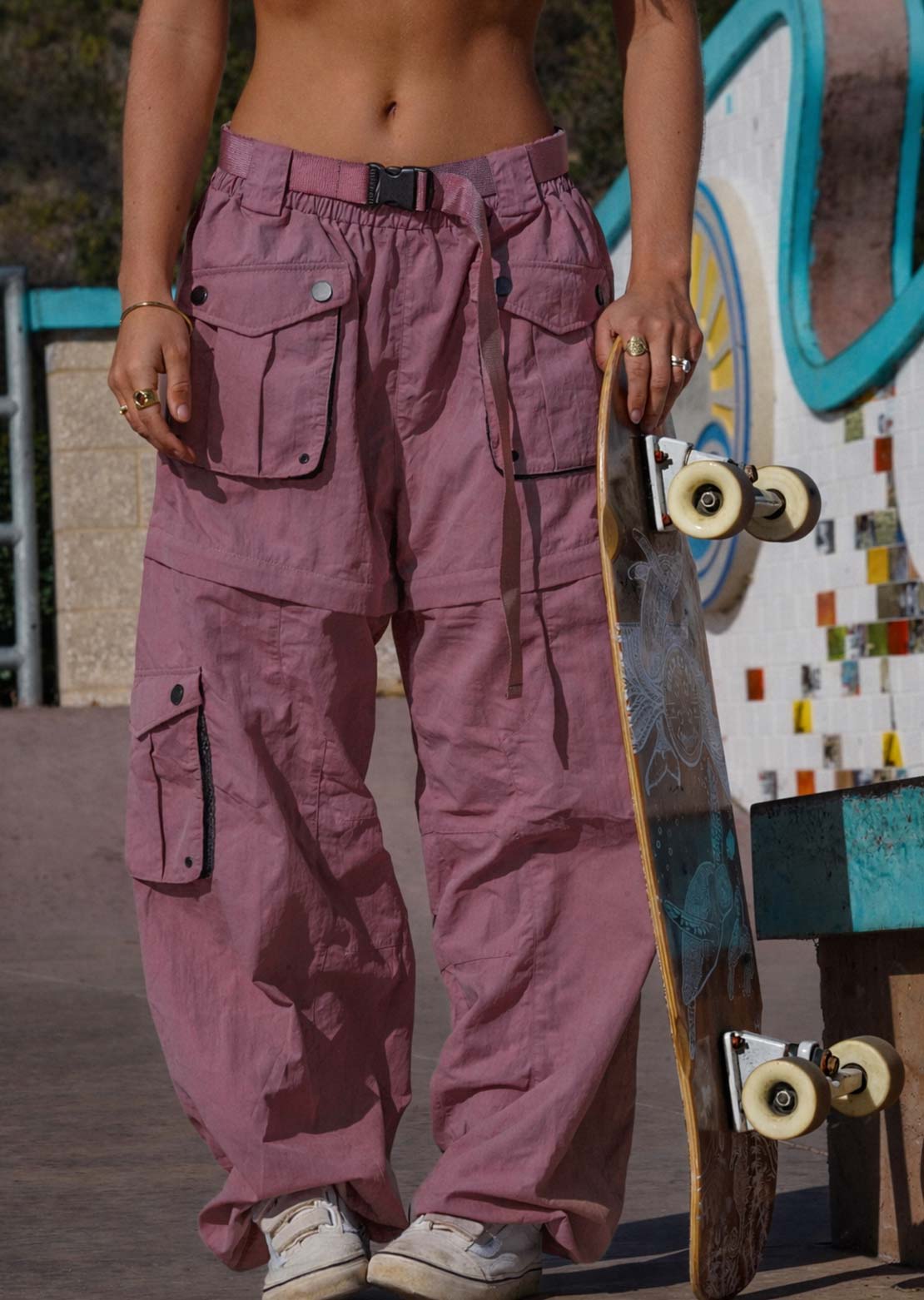 Notice The Reckless Women's Burgundy Zip-Off Pants