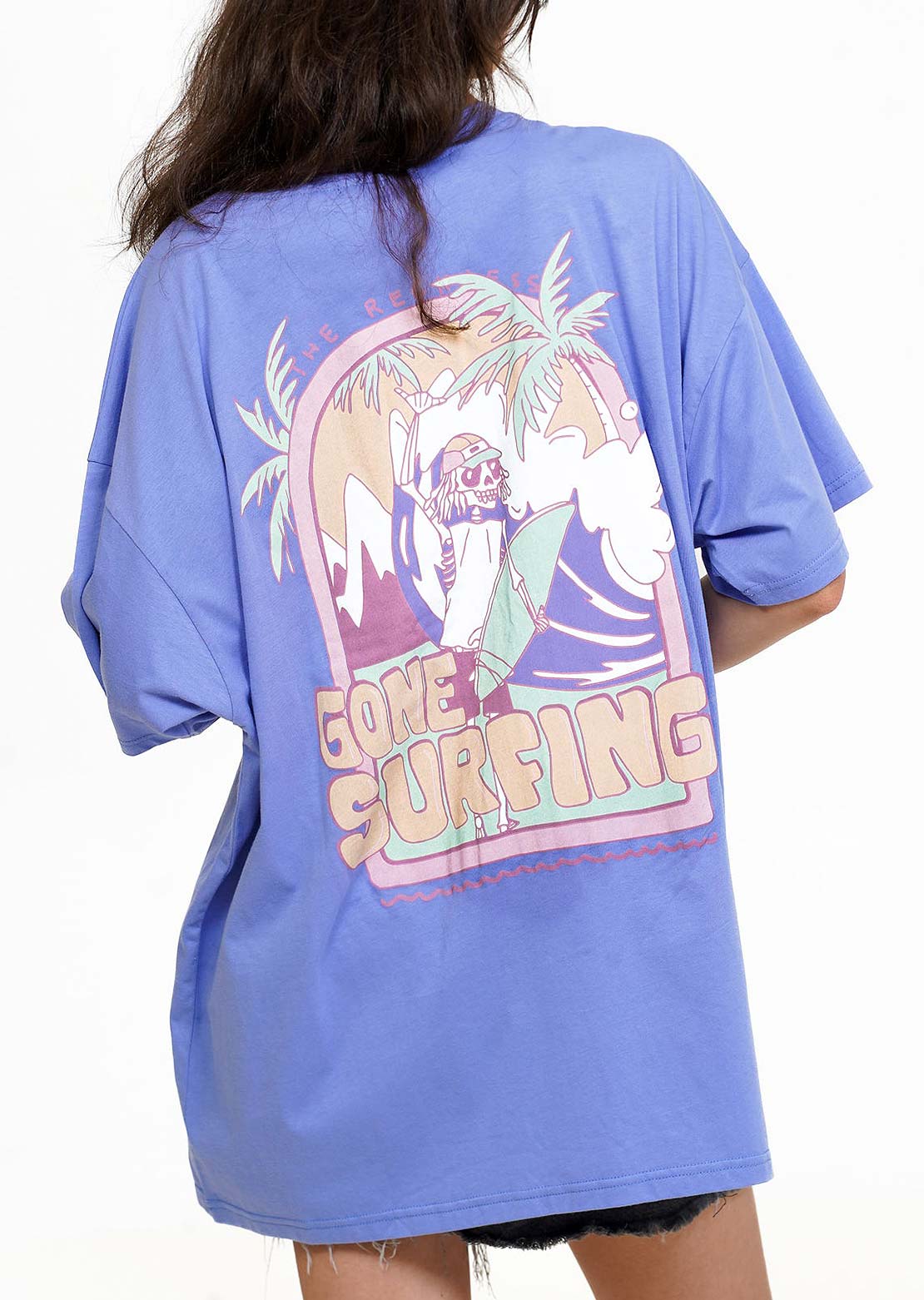 Notice The Reckless Women&#39;s Gone Surfing Oversized T-Shirt Blue