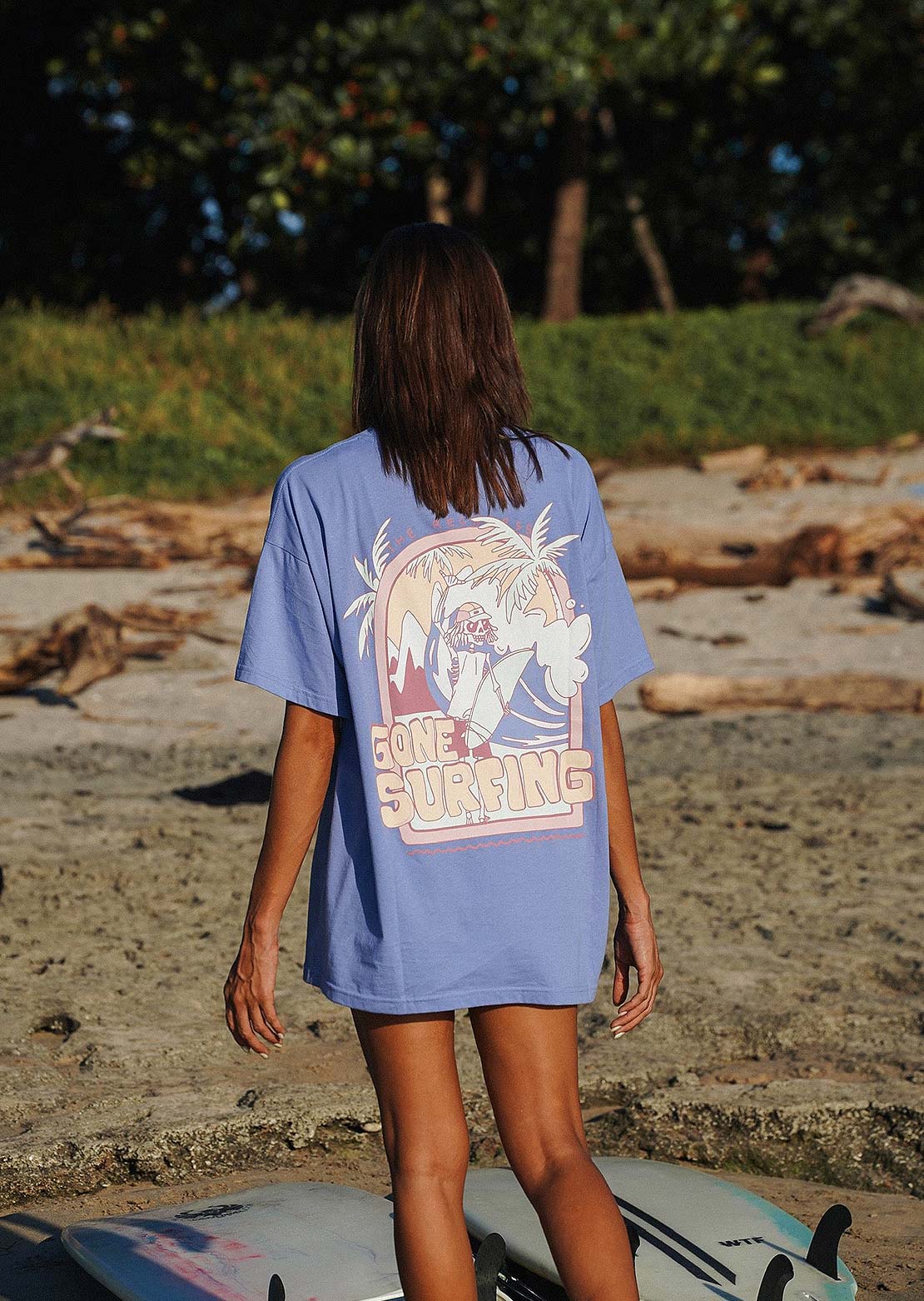 Notice The Reckless Women&#39;s Gone Surfing Oversized T-Shirt Blue