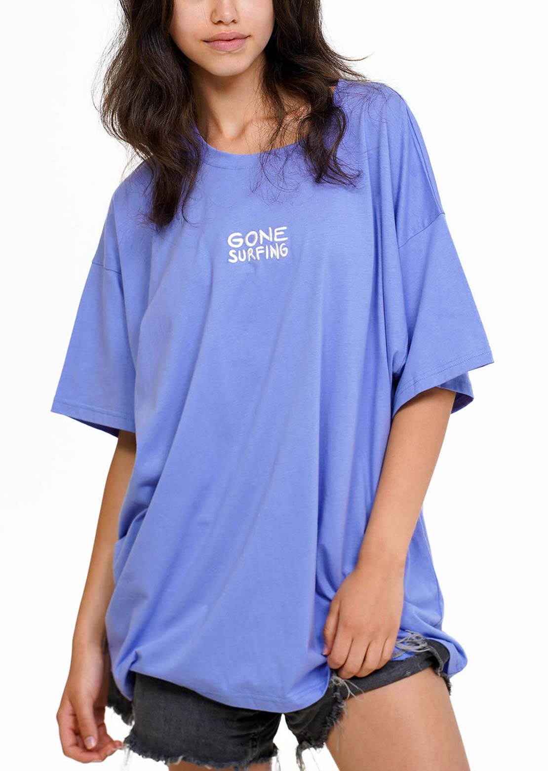 Notice The Reckless Women&#39;s Gone Surfing Oversized T-Shirt Blue