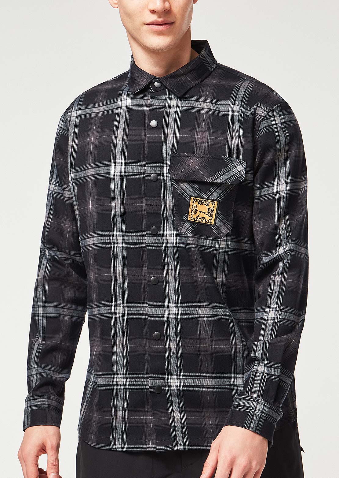 Oakley Men&#39;s TC Skull Flannel Shirt Black/Grey Check