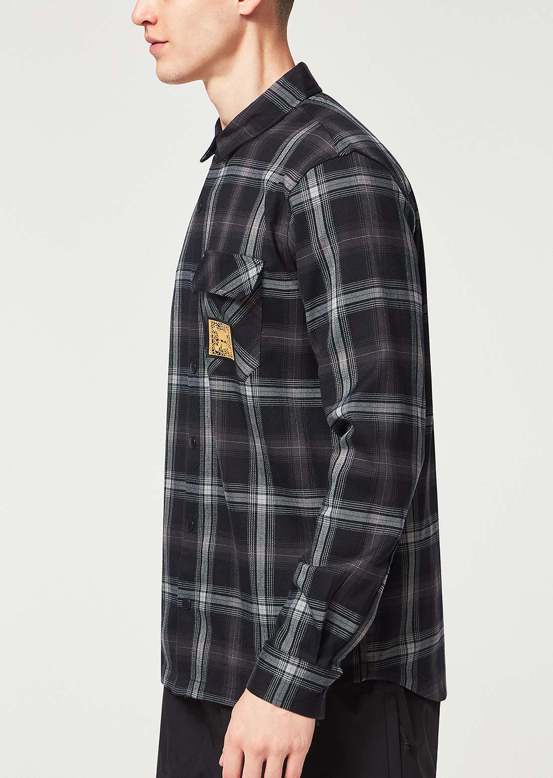 Oakley Men&#39;s TC Skull Flannel Shirt Black/Grey Check
