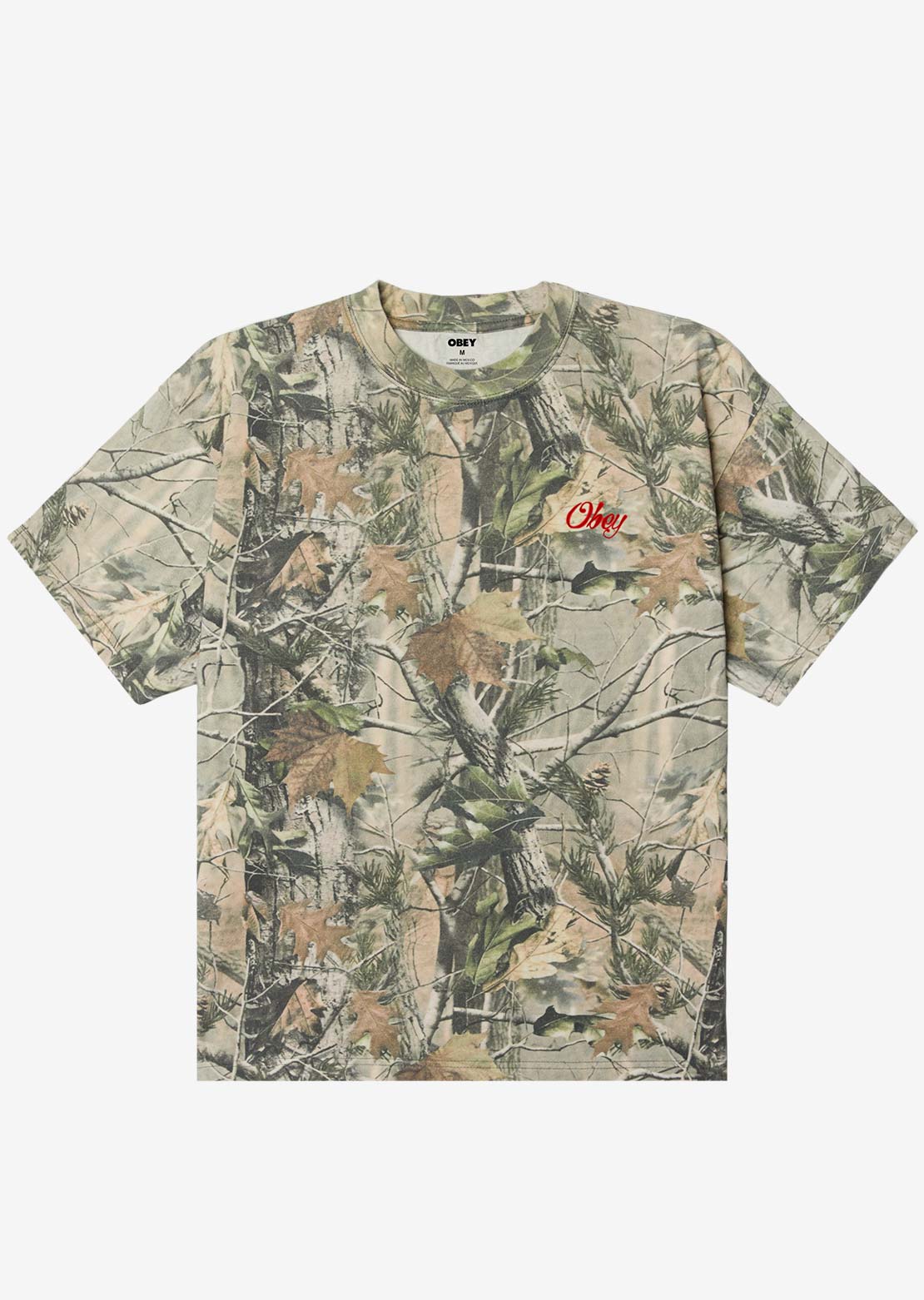 Obey Men's Airbrushed Rose HW Box T-Shirt Leaf Camo