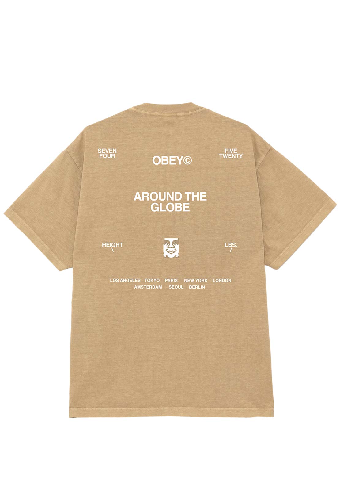 Obey Men&#39;s Around The Globe Pigment Hw T-Shirt Pigment Light Khaki