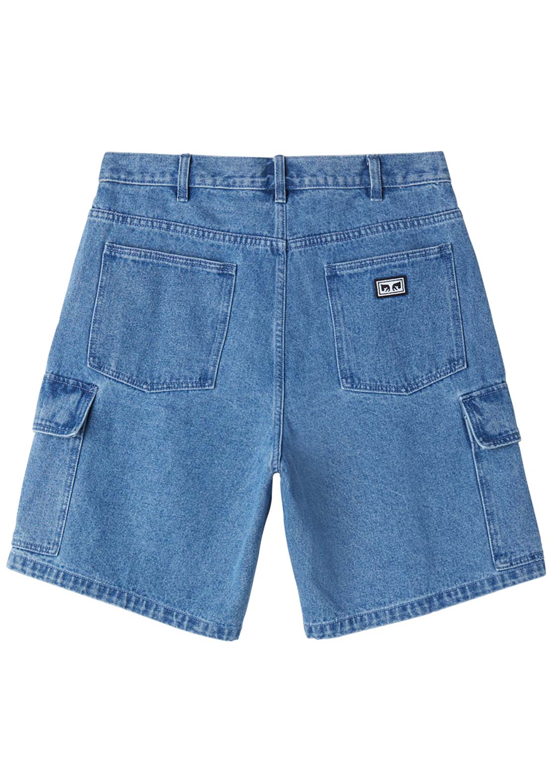 Obey Men's Bigwig Baggy Denim Cargo Shorts Wash Indigo