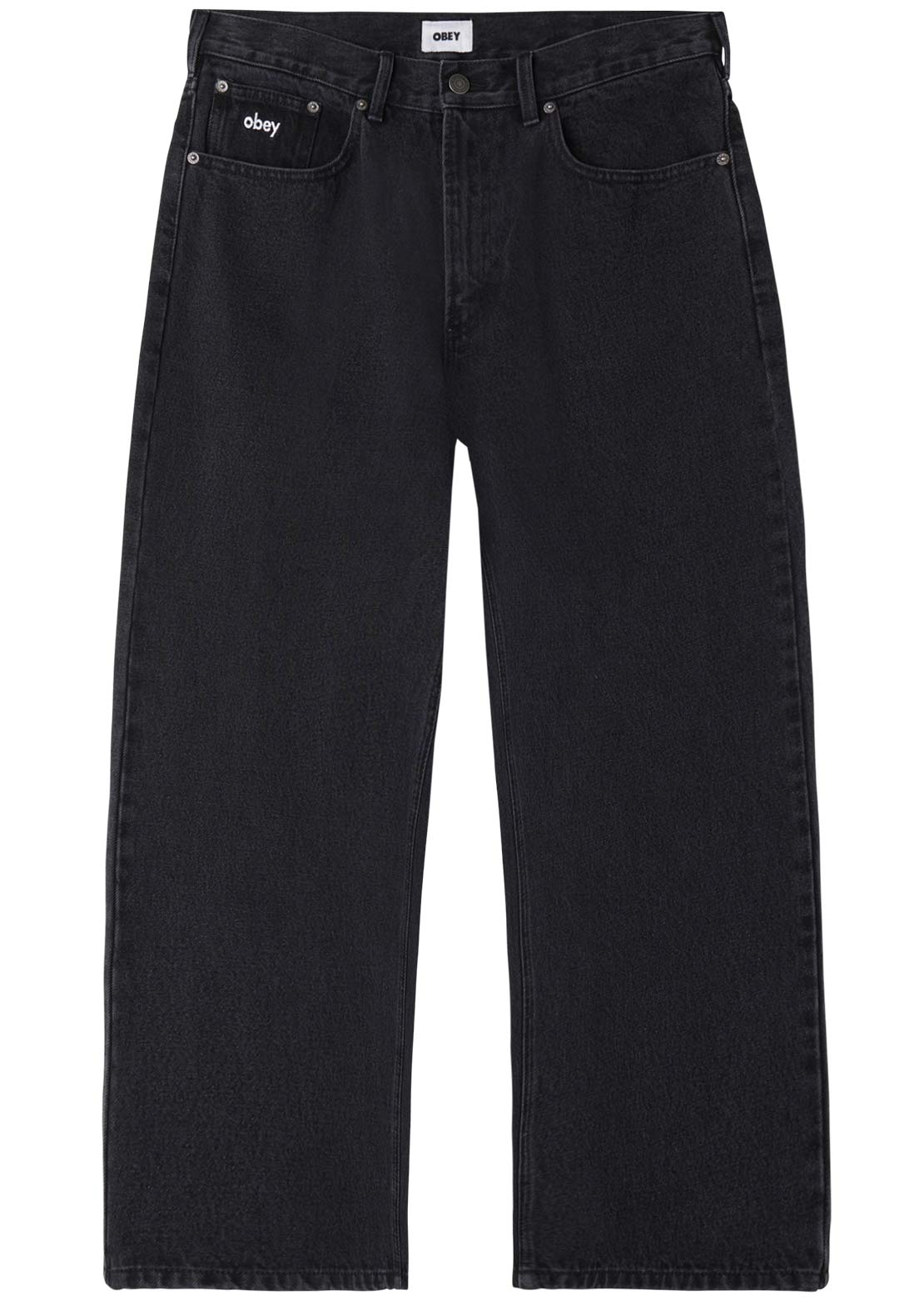 Obey Men's Bigwig Baggy Denim Pants Washed Black