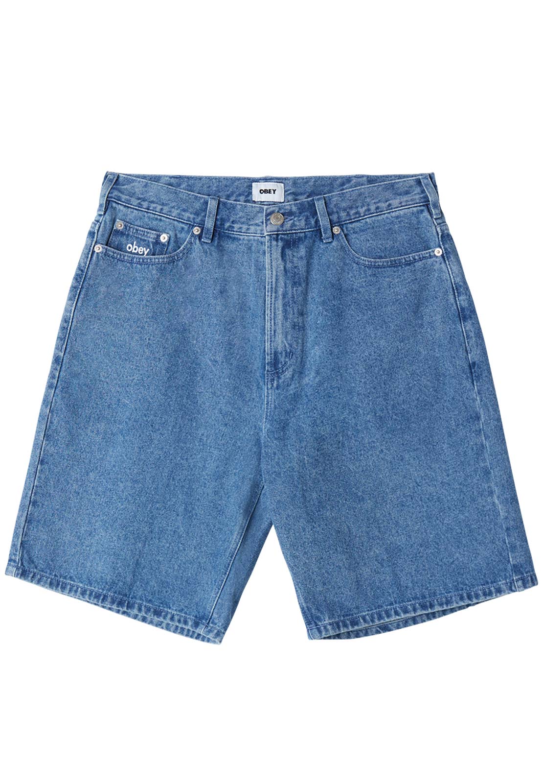 Obey Men&#39;s Bigwig Baggy Denim Shorts Light Indigo